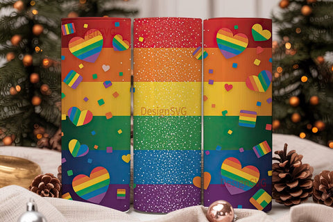 Rainbow Glitter Pride 20oz Tumbler Wrap Sublimation DesignSVG 