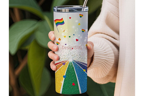 Rainbow Glitter Pride 20oz Tumbler Wrap Sublimation DesignSVG 