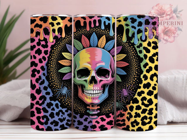 Rainbow Glitter Skull 20oz Tumbler Wrap, Rainbow Glitter Tumbler, Drip Tumbler Design, Vibrant Tumbler Wrap, 20oz Tumbler Design, Glitter Skull Tumbler, Sublimation Skull Tumbler Sublimation Li Zamperini 