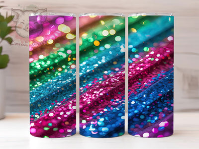 Rainbow Glitter Sparkling Tumbler, Seamless Glitter Sublimation Design, Sparkling Rainbow Art, 20oz Glitter Tumbler, Whimsical Rainbow Mug, Shiny Glitter Cup, Vibrant Rainbow Wrap Sublimation Lara' s Designs 