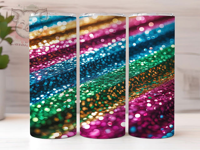 Rainbow Glitter Sparkling Tumbler, Seamless Glitter Sublimation Design, Sparkling Rainbow Art, 20oz Glitter Tumbler, Whimsical Rainbow Mug, Shiny Glitter Cup, Vibrant Rainbow Wrap Sublimation Lara' s Designs 