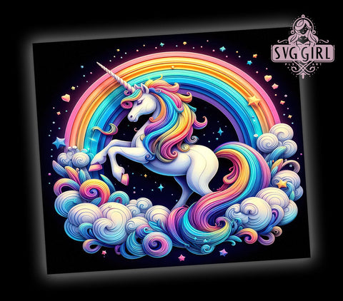 Rainbow Glitter Unicorn 20oz Tumbler Wrap Sublimation Design, Straight Tapered Tumbler Wrap, Cute Unicorn Tumbler Png, Instant Digital Download Sublimation SvggirlplusArt 