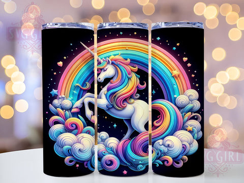 Rainbow Glitter Unicorn 20oz Tumbler Wrap Sublimation Design, Straight Tapered Tumbler Wrap, Cute Unicorn Tumbler Png, Instant Digital Download Sublimation SvggirlplusArt 