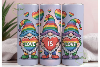 Rainbow Gnomes Love Tumbler Wrap Sublimation PixelChick 