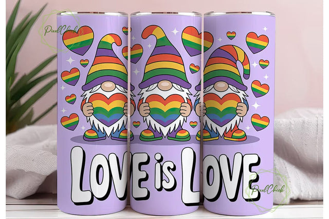 Rainbow Gnomes Love Tumbler Wrap Sublimation PixelChick 