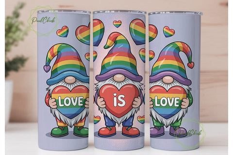 Rainbow Gnomes Love Tumbler Wrap Sublimation PixelChick 