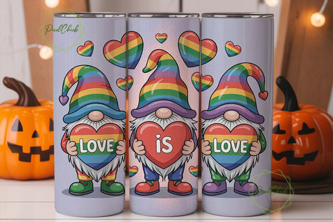 Rainbow Gnomes Love Tumbler Wrap Sublimation PixelChick 