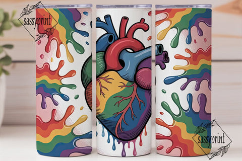 Rainbow Heart 20oz Tumbler Wrap Sublimation sassyprint 