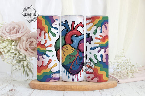 Rainbow Heart 20oz Tumbler Wrap Sublimation sassyprint 