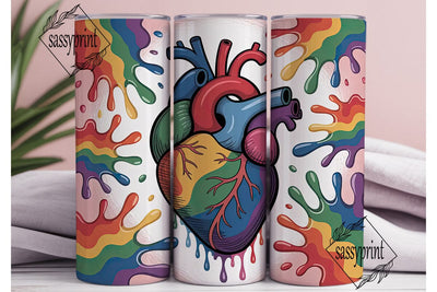 Rainbow Heart 20oz Tumbler Wrap Sublimation sassyprint 