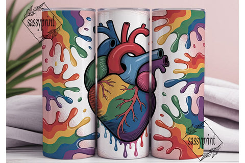 Rainbow Heart 20oz Tumbler Wrap Sublimation sassyprint 