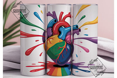 Rainbow Heart 20oz Tumbler Wrap Sublimation sassyprint 
