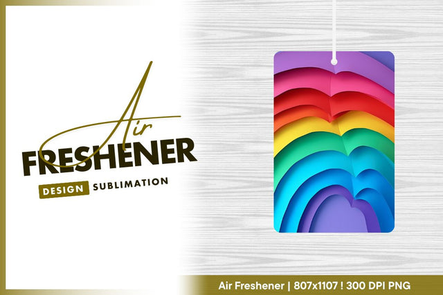 Rainbow heart layers textured background air freshener png Sublimation Regulrcrative 