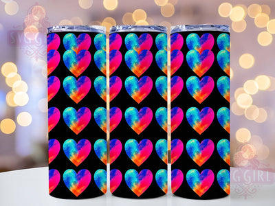 Rainbow Heart Valentine Tumbler, Valentine Theme, Colorful Wrap, Sublimation Art, 20oz Tumbler, Romantic Style, Love Design Sublimation SvggirlplusArt 