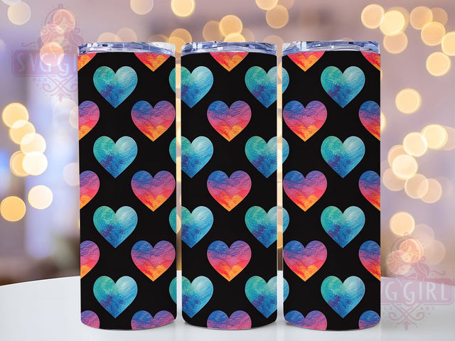 Rainbow Heart Valentine Tumbler, Valentine Theme, Colorful Wrap, Sublimation Art, 20oz Tumbler, Romantic Style, Love Design Sublimation SvggirlplusArt 