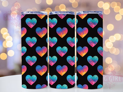 Rainbow Heart Valentine Tumbler, Valentine Theme, Colorful Wrap, Sublimation Art, 20oz Tumbler, Romantic Style, Love Design Sublimation SvggirlplusArt 