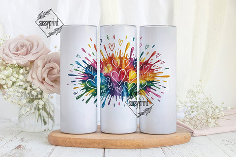 Rainbow Hearts Explosion 20oz Tumbler Sublimation sassyprint 