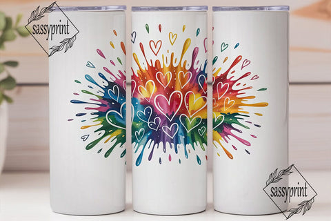Rainbow Hearts Explosion 20oz Tumbler Sublimation sassyprint 