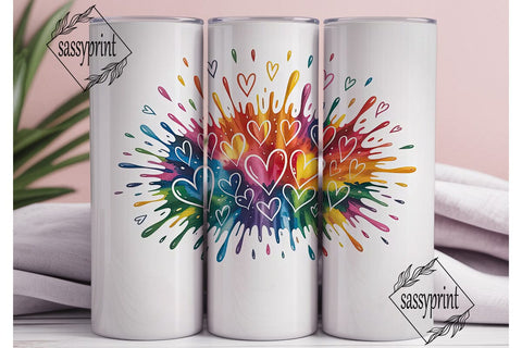 Rainbow Hearts Explosion 20oz Tumbler Sublimation sassyprint 