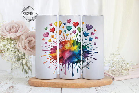 Rainbow Hearts Explosion 20oz Tumbler Sublimation sassyprint 