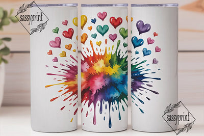 Rainbow Hearts Explosion 20oz Tumbler Sublimation sassyprint 