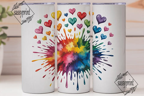 Rainbow Hearts Explosion 20oz Tumbler Sublimation sassyprint 