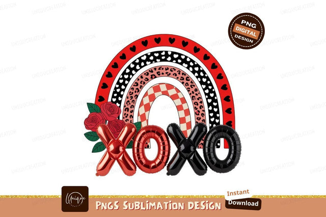Rainbow hearts roses xoxo balloons image Sublimation Designangry 