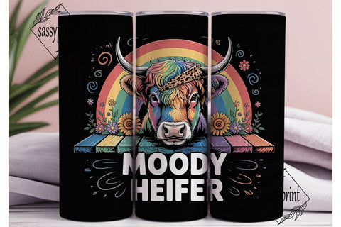 Rainbow Highland Cow 20oz Tumbler Wrap Sublimation sassyprint 