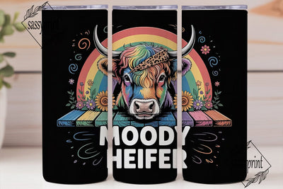 Rainbow Highland Cow 20oz Tumbler Wrap Sublimation sassyprint 