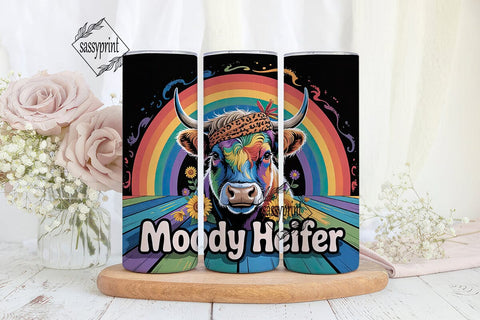 Rainbow Highland Cow 20oz Tumbler Wrap Sublimation sassyprint 
