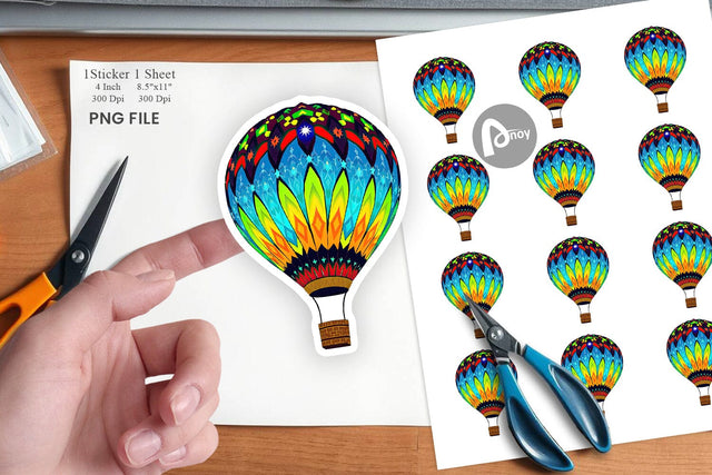 Rainbow Hot Air Balloon Sticker Sublimation artnoy 