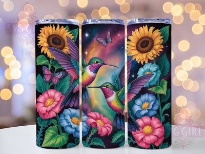 Rainbow Hummingbirds 20oz Tumbler, Butterflies Theme, Celestial Sunflower, Nature Design, 20oz Wrap, Sublimation Design, PNG File Sublimation SvggirlplusArt 