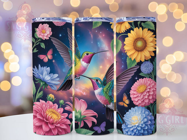 Rainbow Hummingbirds 20oz Tumbler, Butterflies Theme, Celestial Sunflower, Nature Design, 20oz Wrap, Sublimation Design, PNG File Sublimation SvggirlplusArt 