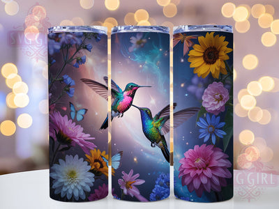 Rainbow Hummingbirds 20oz Tumbler, Butterflies Theme, Celestial Sunflower, Nature Design, 20oz Wrap, Sublimation Design, PNG File Sublimation SvggirlplusArt 