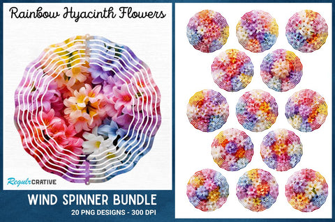 Rainbow Hyacinth Flowers Wind Spinner Sublimation Regulrcrative 