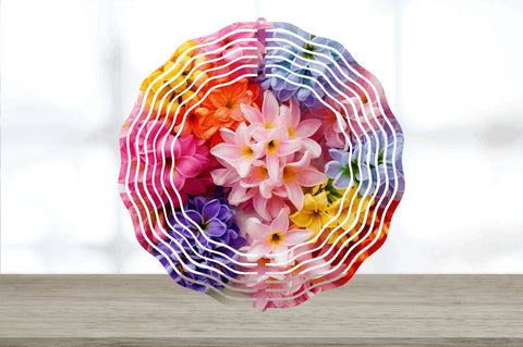 Rainbow Hyacinth Flowers Wind Spinner Sublimation Regulrcrative 