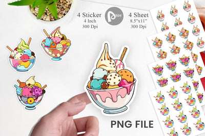 Rainbow Ice Cream Sticker Sublimation artnoy 