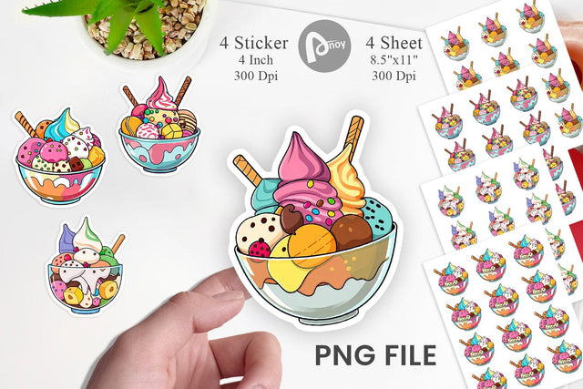 Rainbow Ice Cream Sticker Sublimation artnoy 