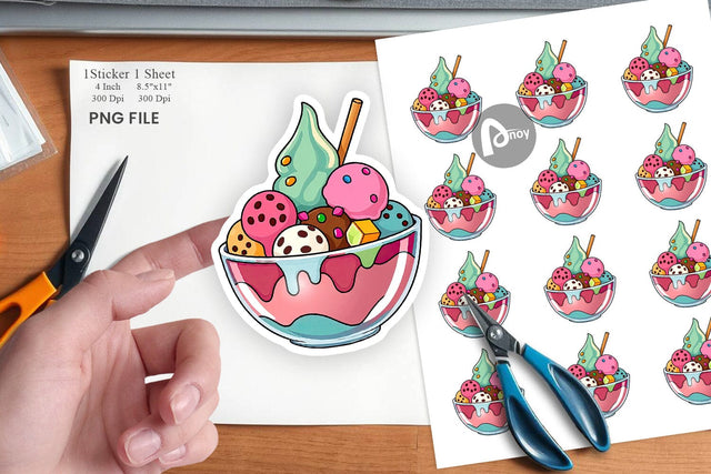 Rainbow Ice Cream Sticker Sublimation artnoy 