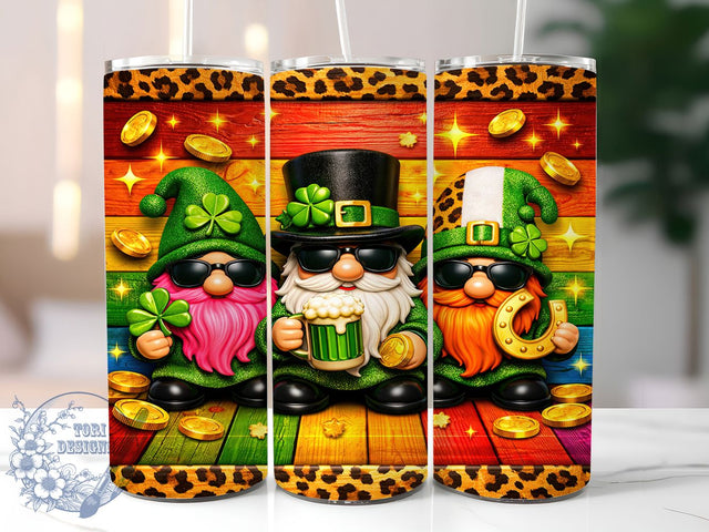 Rainbow Irish Gnome 20oz Tumbler Wrap, Rainbow Theme, Irish Motif, Gnome Style, Lucky Charm, Festive Design, Whimsical Style, Sublimation PNG Sublimation ToriDesigns 
