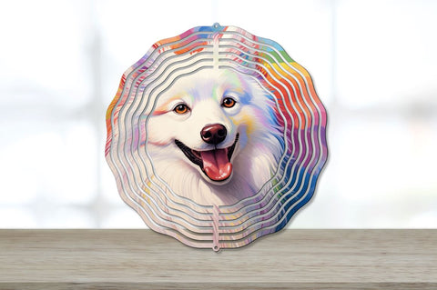 Rainbow Japanese Spitz Dog Wind Spinner Sublimation Bundle Sublimation Regulrcrative 