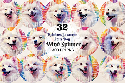 Rainbow Japanese Spitz Dog Wind Spinner Sublimation Bundle Sublimation Regulrcrative 
