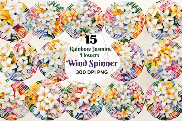 Rainbow Jasmine Flowers Wind Spinner Sublimation Bundle Sublimation Regulrcrative 