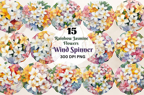 Rainbow Jasmine Flowers Wind Spinner Sublimation Bundle Sublimation Regulrcrative 