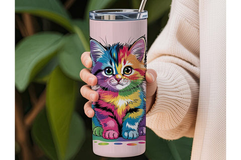 Rainbow Kitten 20oz Tumbler Design Sublimation DesignSVG 