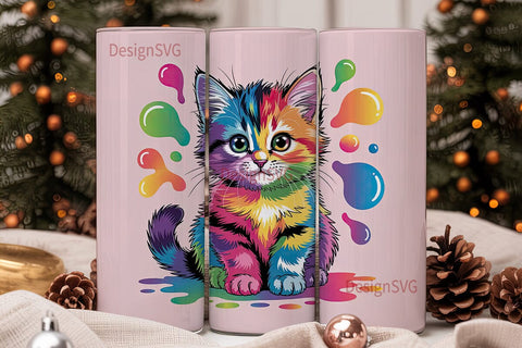 Rainbow Kitten 20oz Tumbler Design Sublimation DesignSVG 