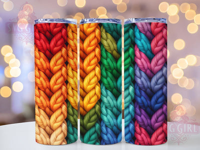 Rainbow Knitted Yarn Tumbler, Yarn Texture Design, Knitted Tumbler Wrap, 20Oz Sublimation, Rainbow Yarn Print, Knitted Texture Art, Tumbler Sublimation Sublimation SvggirlplusArt 
