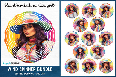 Rainbow Latina Cowgirl Wind Spinner Sublimation Bundle Sublimation Regulrcrative 