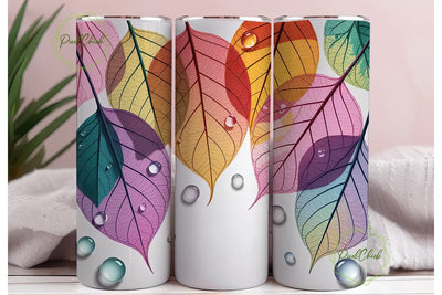 Rainbow Leaves 20oz Tumbler Wrap Sublimation PixelChick 