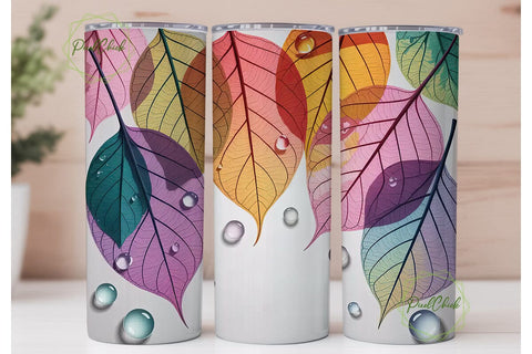 Rainbow Leaves 20oz Tumbler Wrap Sublimation PixelChick 